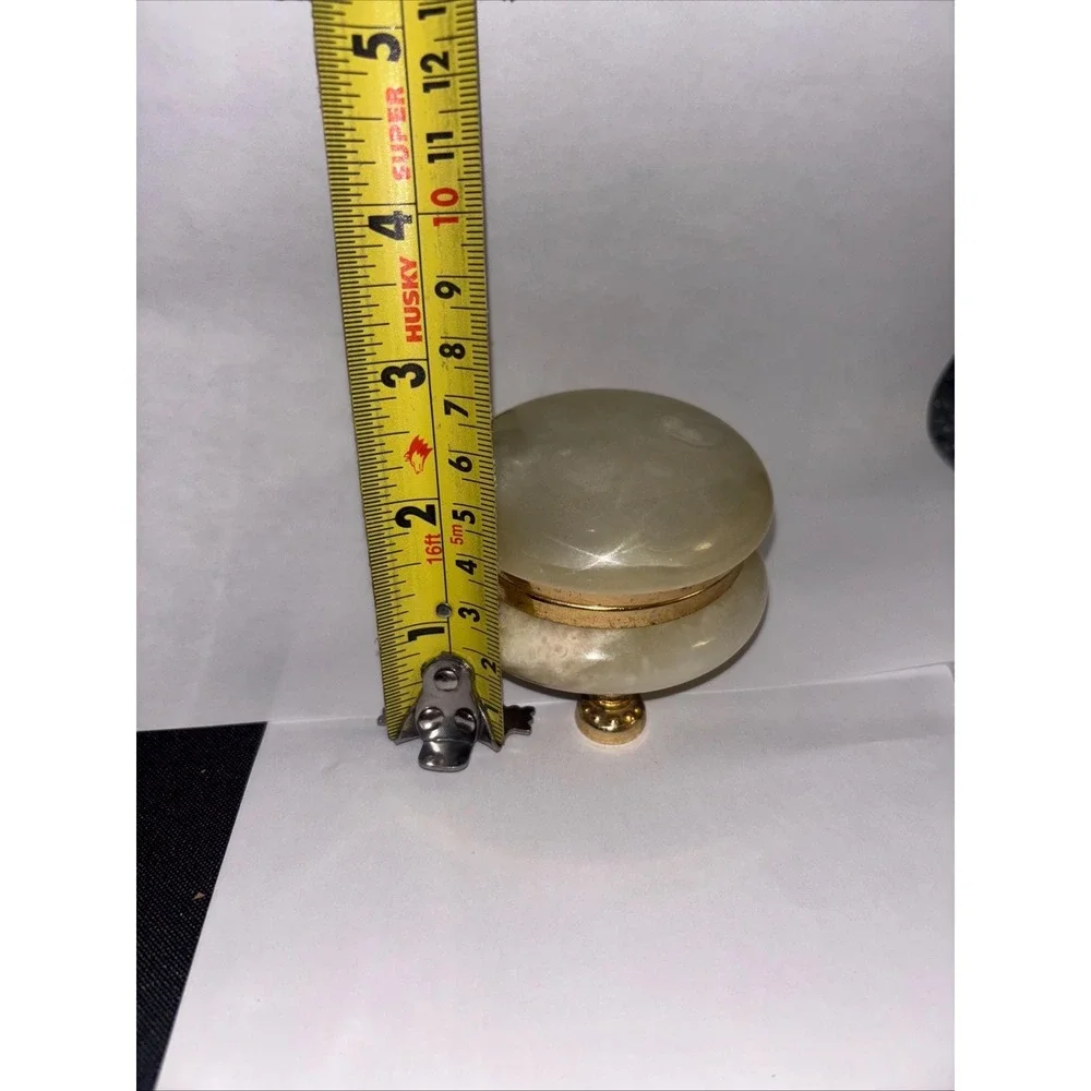 Vintage Italian Alabaster Hinged Trinket Box with Gold Accents 2